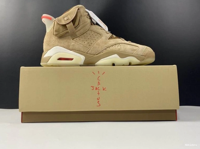 Reps TBkick Khaki Jordan Travis DH0690-200 Air Scott 6 Retro British 0709